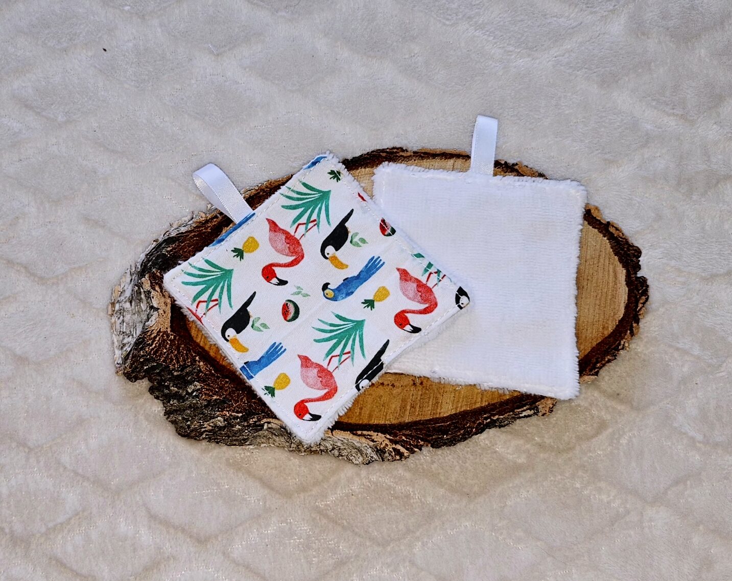 Cotons démaquillant motif tropical
