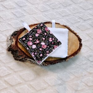 Cotons démaquillant motif fleur rose