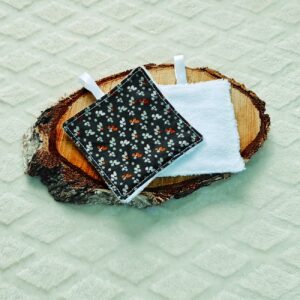 Cotons démaquillant motif fleur stylisée orange