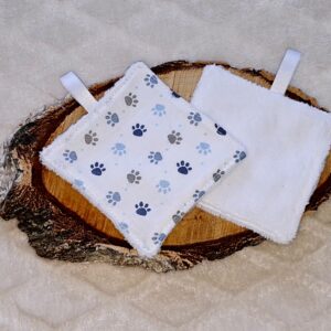 Cotons démaquillant motif patte de chien bleu