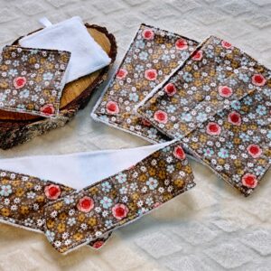 Kit beauté motif fleuri marron